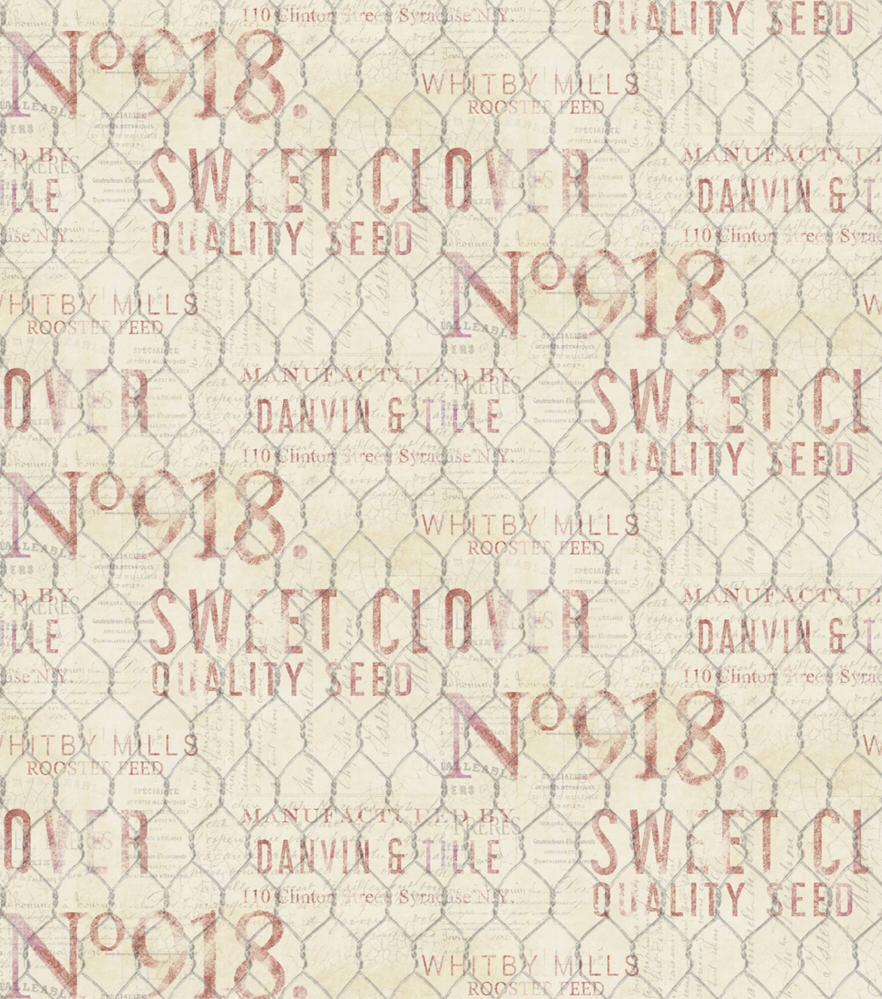 Susan Winget Farmhouse Rooster Chicken Wire Cotton Fabric